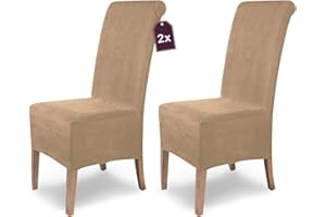 ‎SH SCHEFFLER-HOME LIVE HOMESTYLE SCHEFFLER-Home Stuhlhussen 2er Set Leon Beige/elastische Wildleder Hussen für Stühle/Robustes Freischwinger Hussen Set/Stuhlhussen Stretch & Lederoptik/Stuhl Hussen waschbar