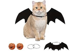 ZEHAN ZITONG Halloween Haustier Kostüm,Haustiere Fledermausflügel,mit 2Pcs Pumpkin Bell,Haustiere Cosplay-Kostüm,Haustier Katze Fledermaus Flügel,Halloween Hund Kostüm,Haustier Fledermaus Kostüm