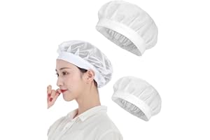 LEEQ Cappello da Cuoco - 2 PCS Cappello da Chef da Cucina, Cuffia Cucina Regolabile Retina per Capelli Riutilizzabile Berretto da Ristorante in Rete Donna Nets cap(Bianco)