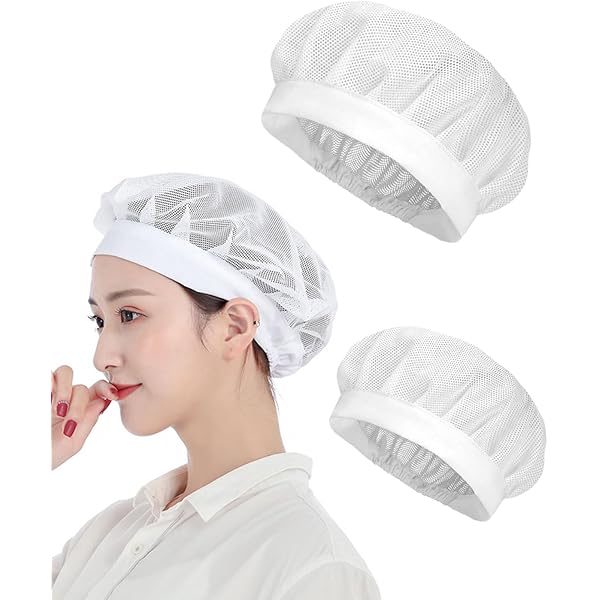 Visxcnu Kochmützen 2er Set - Atmungsaktiv Mit Netz, Verstellbar, Für Küche & Gastronomie, Farbe Weiß