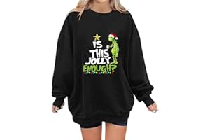 RUIRUILICO Weihnachtspullover Damen Grinch Weihnachten Pullover 3D Muster Lustig Weihnachtspulli Hässlicher Christmas Sweatshirt Rundhals Langarm Longpullover für Weihnachten Festlich Party