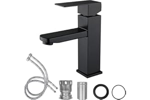 SLFYEE Wasserhahn Bad Schwarz Waschtischarmatur Hoch Badarmatur Waschbecken Armaturen Edelstahl Waschtischarmatur Wasserfall für Badezimmer Schwarz Matt