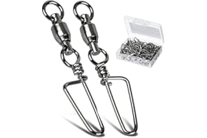 9Tong Emerillones Imperdibles de Pesca con Coastlock Snap Emerillones Imperdibles de Pesca con Coastlock Snap Giratorios Anillo de Acero Inoxidable Soldado Negro