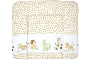 roba Matelas à Langer Nettoyable 85 x 75 cm Safari - Bords Rehaussés - pour Table à Langer - Sans Phtalate - Motif Animaux de la Forêt