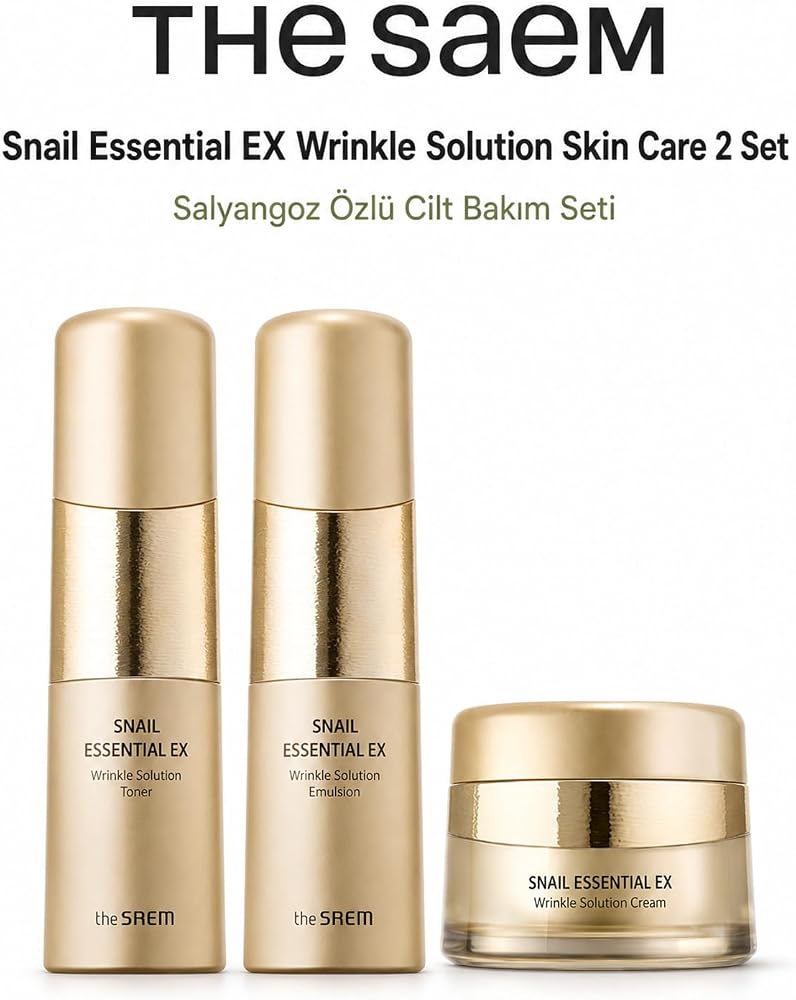 THE SAEM Snail Essential EX Wrinkle Solution Cilt Bakım 2'li Set, Toner, Emulsion, Cream