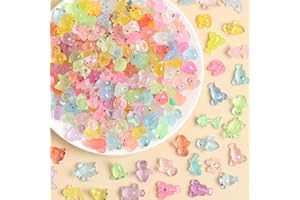 LRFONAIRY 50pcs Luminous Resin Animals, 17 Styles Mini Resin Animals Mixed, Squirrel Bear Dinosaur Dogs Heimu Bees Lobster Miniature Rabbit Glow in The Dark, Mini Landscape for Garden Dollhouse Decoration