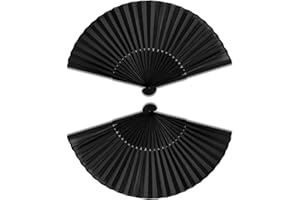 LEBOKJ 2 Piéces Éventails Pliants,noir ventilateur pliant ventilateur pliant Palm Fan ventilateur pliant ventilateur chinois pour danse, fête, cadeau de mariage, décoration DIY, décoration à la maison