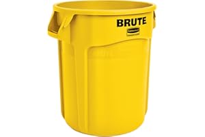 Rubbermaid Commercial Products 2620 Brute - Cubo de basura con tapa deslizante, capacidad de 75.7 l, amarillo