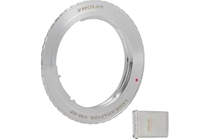 PHOLSY Lens Mount Adapter Manual Focus Compatible with Olympus OM Mount Lens to Canon EOS EF-Mount Camera Body, Olympus to EOS, OM to EF