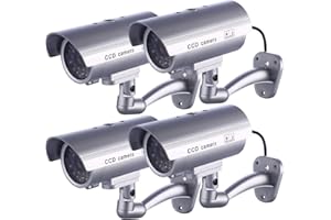 AntDau71 - Quattro Telecamere FINTE di Sicurezza Telecamera Finta CCTV LED impermeabile, con luce LED rossa lampeggiante ideale come deterrente contro intrusioni e ladri