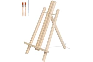 TOUROCMONT Tischstaffelei Mini Staffelei aus Kieferholz Holzstaffelei Kompakte Staffelei für Leinwänden und Keilrahmen bis Höhe 40 cm - mit Pinsel