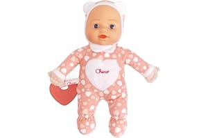 Chicco Gioco La Mia Prima Bambola, dolce bambola con cuoricini, con morbido cuore Massaggiagengive per la Dentizione, soffice e leggera, Lavabile in Lavatrice, 0 mesi+