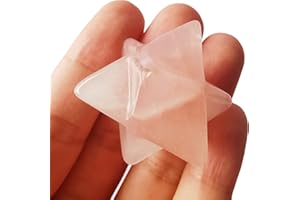 Manekieko Natürlicher Rosenquarz Merkaba Kristallschutz Heilige Meditationsenergie Heilendes Chakra, 1 Zoll Sechseckige Sternkristalle Und Heilstein
