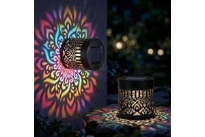DVK ECART Colorful Mandala Projector Light, 7 Color Changing Waterproof Accent Lamp, for Garden Porch Fence Deck Patio Walkway and Porch Area, Designed for Festive Outdoor Styling Set of 1