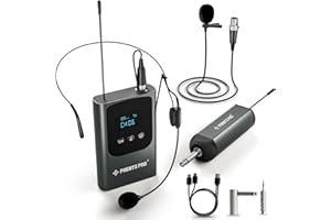 Phenyx Pro Microfono Wireless Professionale con Headset e Lapel - Perfetto per Karaoke, DJ, Chiesa e Matrimoni (PDP-1-1B)
