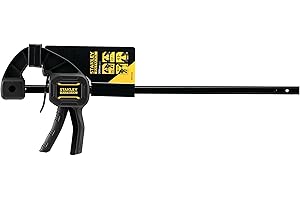 STANLEY FATMAX Sargento Monomanual M, Capacidad 300mm, Fuerza 45kg, Trabajo de Precisión, Zapatas Protectoras Desmontables, Ranura en V para Tubo, Carril de Acero, FMHT0-83233