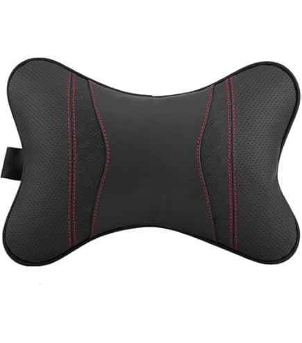 POKSRI 1 stuk echt rundleer kussen lendensteun auto, memory foam kussen, lendenkussen, echte leren rugleuning, decoratie,outdoor, kussen, sofa(zwart