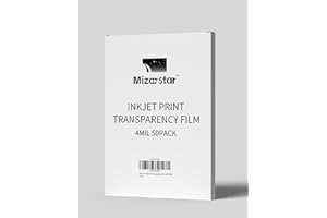 Mizarstar Transparency Film for Inkjet Printer, Overhead Projectors Film, Letter Size, Acetate Sheets for Crafts, 8.5x11 inch 50-Pack