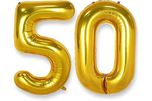 Ballon Géant Chiffre 50 Or: 40 Pouces 101 cm Ballon Géant Doré Numero 50 ans à Hélium Ballons de Baudruche Mylar Décoration pour Mariage Anniversaire