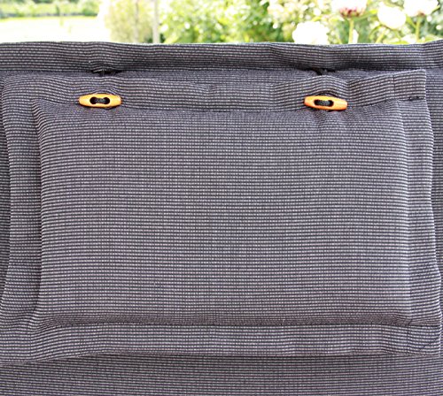 Deckchair Auflage mit Kopfkissen, Reißverschluss Bezug abnehmbar, waschbar in Anthrazit - 3