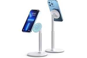 DiTouch Mag-Safe Stand Höhen Und Winkelverstellbarer Handy Wtänder mit Metallring Kompatibel mit i-Phone 16 15 14 13 12 Pro Max und Mag-Safe Hülle, Galaxy S24 Ultra S24, Weiß Mag-Safe Ständer