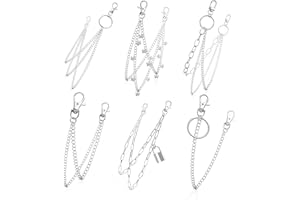 QESSUVNC 6 Stücke Damen Hosenkette, Punk Jeans Kette Hosen Kette Goth Rock Mode Hip Hop Multilayer Hosenketten Schmuck