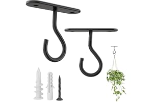 Bamworld Deckenhaken für Aufhängungen 2er Pack, Schwere Metall Haken Decke für Pflanzenkübel und Deko, Robuste Deckenaufhängung als Wandhalterung für Balkon, Garten und Terrasse in Schwarz