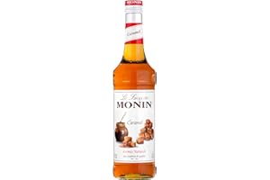Monin Sirup Karamell (1x0,7l) - für Kaffeegetränke und Desserts - Karamellgeschmack - für Cocktails - Aromatischer Karamellsirup für Schaumige Latte und Backkreationen