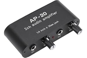 GOSHYDA Sound Amplifier, 2 Channel Stereo Sound Preamplifier with 6.35mm Input and Output Jacks, for Sound Instruments Microphones Preamplifiers