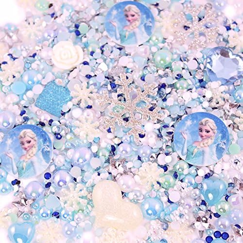 FROZEN Themed Sparkle Cabochon Rhinestone Pearl Set Kit DIY Decoden
