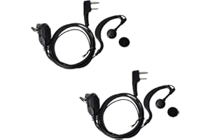 UAYESOK Auricolare di sicurezza con auricolare Walkie Talkie a forma di G con microfono push-to-talk per 2 pin Kenwood Baofeng UV-5R UV-82 Midland Wouxun 2 Way Radio (confezione da 2)