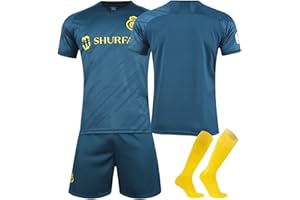 GÉNÉRIQUE Maillot Ronaldo Enfant Al Nassr Cr7 22/23 Nouveau Domicile & Extérieur Ensemble de Football, Sports Training Football T-shirts, Short et Chaussettes, Maillot de Foot pour Garçon, Homme