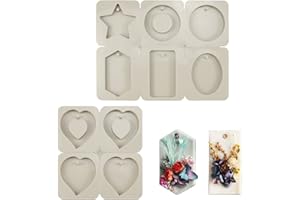 burkfeeg 2 Piezas Moldes Silicona Manualidades, Moldes de Jabón de Silicona Cuadrados 6 Cavidades Moldes Hacer Jabón con Agujero para Colgar Utilizado para Hacer Manualidades y Bisutería