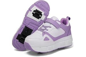 WOWEI Chaussures de Skateboard Fille Garçon Patins à roulettes Chaussures à roulettes Enfants Filles Patins de Skate à roulettes Sneakers Baskets 2 en 1 Chaussures de Sport avec Roues