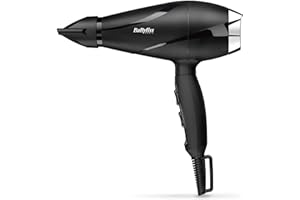 BaByliss Sèche-cheveux Shine Pro 2200 - 2200W, Technologie ionique, Technologie anti-frisottis, Diffuseur et concentrateur inclus, Fabriqué en Italie, Noir, 6713DE