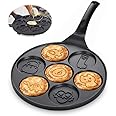 Azonee Nonstick Griddle Pan, Pancake Maker with 7-Cup Animal Mold for Kids, Mini Pancake Pan, Blini Pan for Cakes, Duck Black, 10 Inch