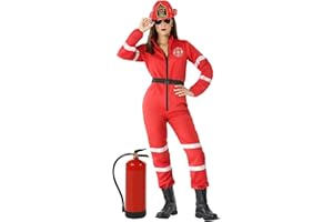 Atosa | Costume da pompiere per donne adulte | Include tuta rossa e cintura | Modello elegante e confortevole | Ideale per Carnevale, Halloween e feste a tema | Costumi per Adulti | Taglia XL