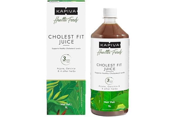Kapiva Cholest Fit Juice Modern Ayurvedic Cholesterol Care 1000 ML X 1 Month Pack 6 Herbs - Arjuna Chhaal, Garlic, Apple Cider Vinegar Helps Reduce Cholesterol