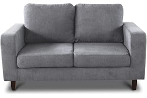 ‎SOFNET Sofa Kera 2-Sitzer - Velours Stoff, Holzfüße, Couch 2-er, Loungesofa, Sofagarnitur, Büro, Wohnzimmer (Grau (Cosmic 160))