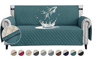 FIGOOO Sofa Covers Water Resistant Sofa Slipcovers 3 Seater Waterproof Anti-Slip Anti-Scratch Sofa Cover with Non Slip Elastic Straps for Dogs Cats Pets,Green