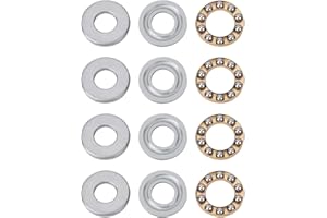 QNENEAM Lot de 4 Roulements à Billes F8-22M, Butée à Poussée Billes 8x22x7 mm, Axiaux Miniatures en Acier à Roulement Résistance, Unidirectionnelle pour Charges Axiales Cage laiton, Remplaçables et Durables