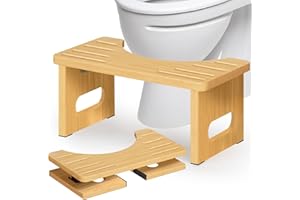 RAYLOVE Toilettenhocker Holz, Klappbarer WC Hocker für Erwachsene, Toilettenhocker Erwachsene,Tritthocker Klohocker