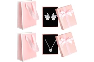 XRVRILE 2 smyckesförpackningar med presentpåse, 9 x 7 x 3 cm, presentförpackningar för smycken, med band för örhängen, ringar
