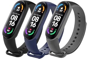 MANTOLO 3 sztuki bransoletek kompatybilnych z Xiaomi Mi Band 7 / Xiaomi Mi Band 6 / Xiaomi Mi Band 5 / Amazfit Band 5, miękki silikon, zapasowy pasek dla kobiet i mężczyzn