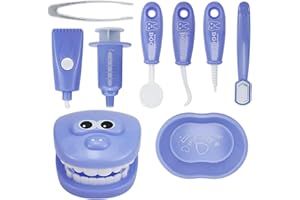 Satiskid Dental Early Education Brushing Toys, 9 Piece Children's Oral Dental Medical Toys Set, Cartoon Tooth Brushing Model, Preschool Education Toy, Dentist Play Toy Set for Girls Boys