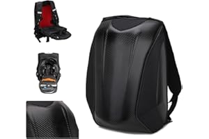 JFG RACING Sac a Dos Moto Etanche,Sac a Dos Rigide Fibre de Carbone,Casque de Moto Sac à Dos Etanche Grande Capacité de 30L Sacoche pour Ordinateur Portable Multifonction - Voyage et Camping