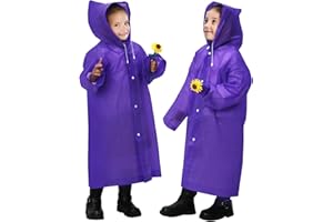 ANYOO Poncho de Pluie Imperméable pour Enfants, Lot de 2 Manteaux de Pluie à Capuche avec Manches Longues pour Garçons et Filles pour Taille Enfants 100-150 cm Randonnée, Camping, Voyage