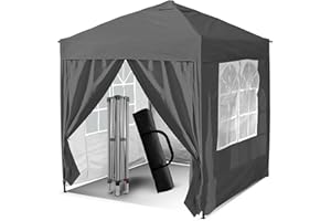 SNENBLUME 3x3m Pop Up Gazebo, Gazebo with Removable Sidewalls, Sturdy Frame, Weather-Resistant Protection, Ideal for Outdoor Events, Parties, and Markets (grey)