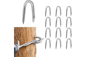100-delars U-Cramps av kolstål för att fästa trådnät | Tillräcklig mängd så att efterbeställningar inte är nödvändiga - perfekt för staket djurinhägnader och tomtgränser