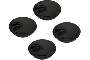 LIKERAINY Passacavo per Scrivania Rotondo Ø60mm Pressacavo Tappo Passacavi per Tavolo da Ufficio Mobili per la Casa CAVO in Nero Metallo Spazzolato 4 Pezzi